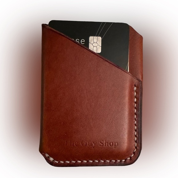 Hand Crafted Minimalist Italian Leather Card Wallet (Cognac) - Picture 2 of 4